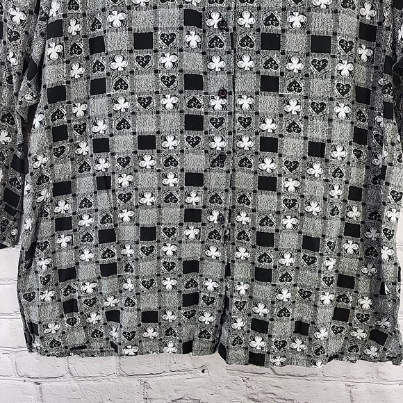 Pendleton Womens Plus Sz 1X Hearts and Clover Button Down Blouse Black White - Picture 3 of 9